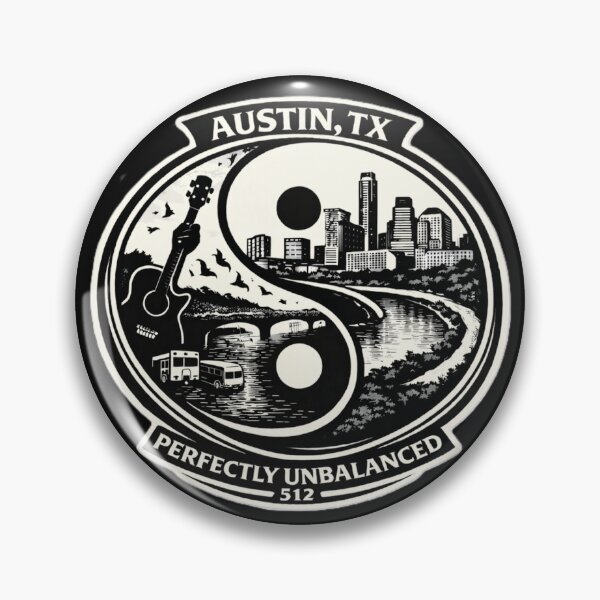 Item preview, Austin TX Perfectly Unbalanced Yin Yang City Design designed and sold by Laughprints.