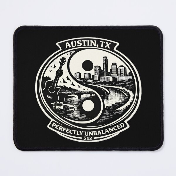 Item preview, Austin TX Perfectly Unbalanced Yin Yang City Design designed and sold by Laughprints.
