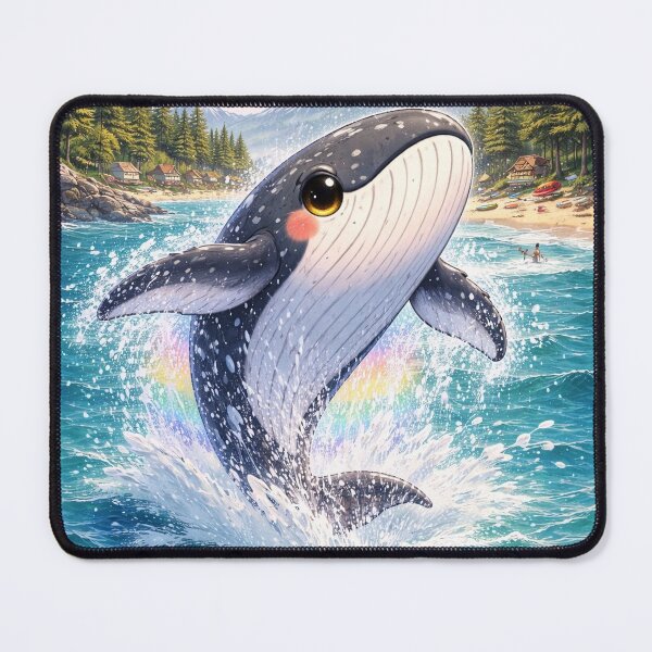 Item preview, Tofino Whale Breach – Kawaii Whale Illustration from British Columbia designed and sold by Paws-nd-Prints.