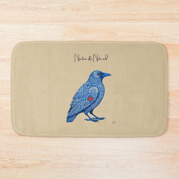 Item preview,  Blue Raven with Heart – Floral Folk Art Bird Illustration | Native & Noticed Collection  designed and sold by WildPaletteMM.