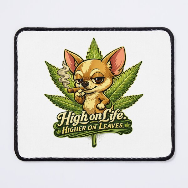 Item preview, High on Life Chihuahua Smoking Leaf Funny Weed Dog Cartoon Art designed and sold by jimbo7664.
