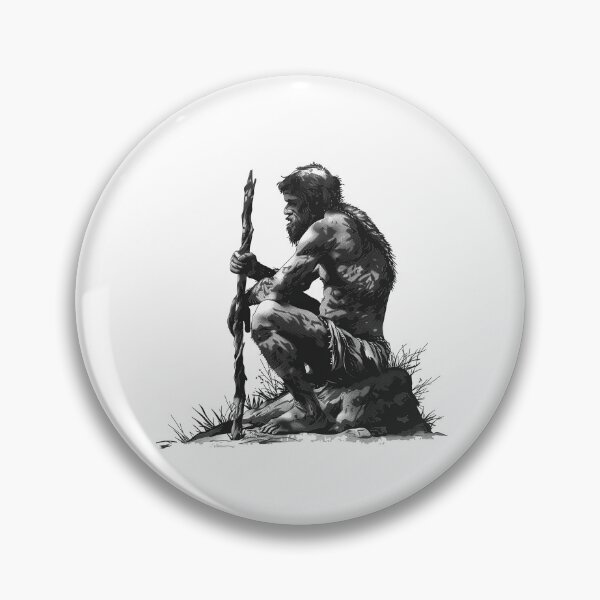 Item preview, Primitive Man with Staff – Prehistoric Survival Line Art designed and sold by inkoutninja.