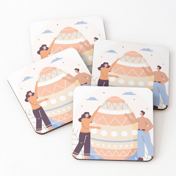 Item preview, Flat Illustration of People Decorating a Giant Easter Egg designed and sold by Jirada.