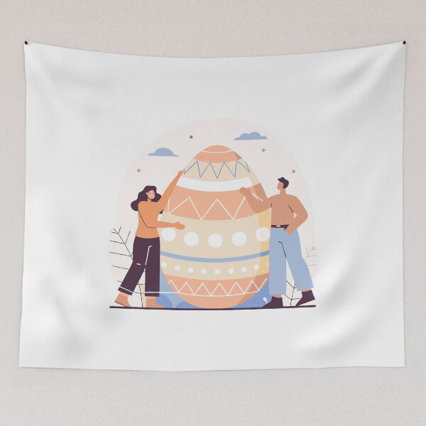 Item preview, Flat Illustration of People Decorating a Giant Easter Egg designed and sold by Jirada.