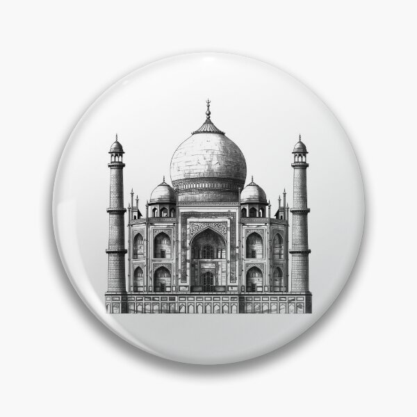 Item preview, Taj Mahal – Iconic Indian Landmark Line Art Illustration designed and sold by inkoutninja.