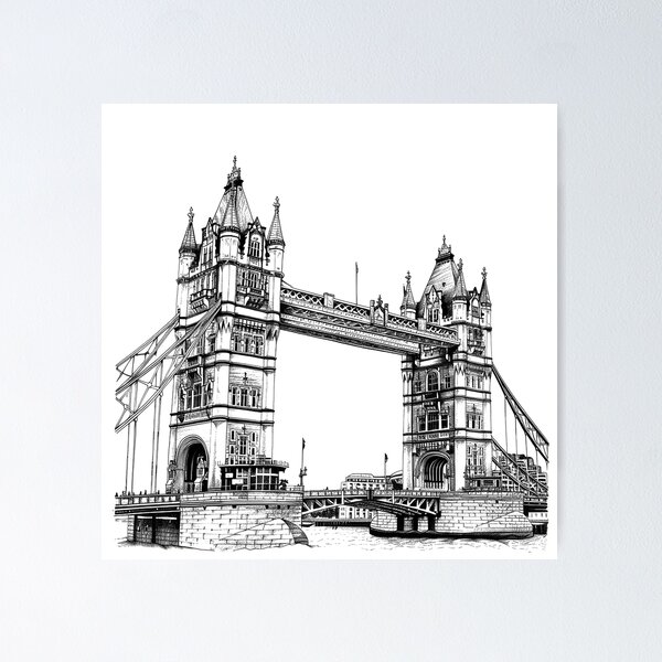 Item preview, Tower Bridge London – Symmetrical Line Art of Iconic UK Landmark designed and sold by inkoutninja.