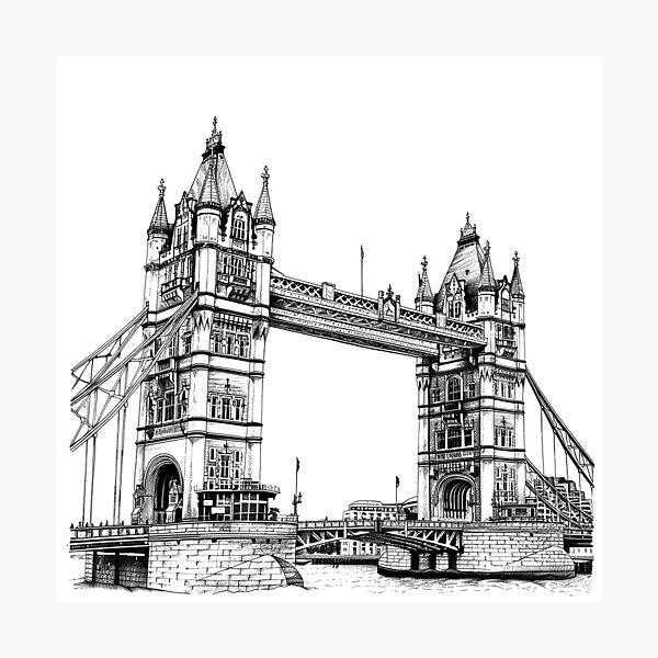 Item preview, Tower Bridge London – Symmetrical Line Art of Iconic UK Landmark designed and sold by inkoutninja.