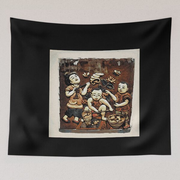 Item preview, Three Asians engaged in traditional work / Swiss Artwork Photography designed and sold by Raphael Wolf.