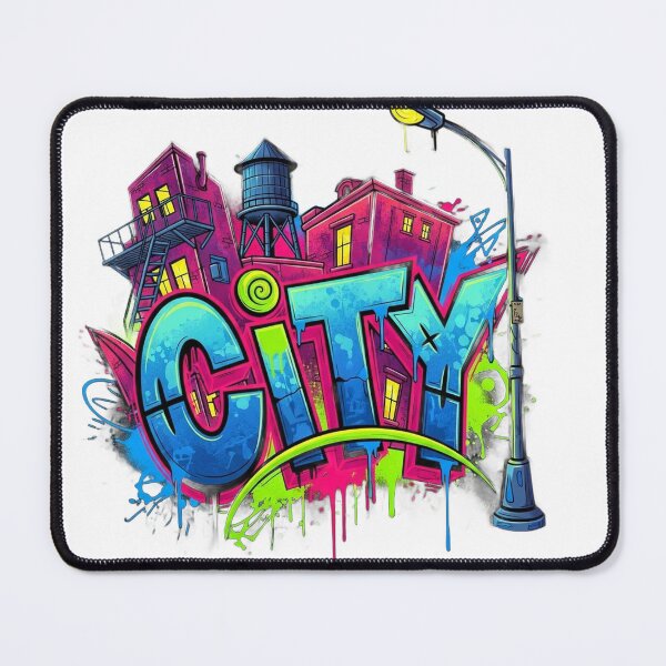 Item preview, Cityscape with neon lights reflecting on wet pavement designed and sold by VerizalShop.