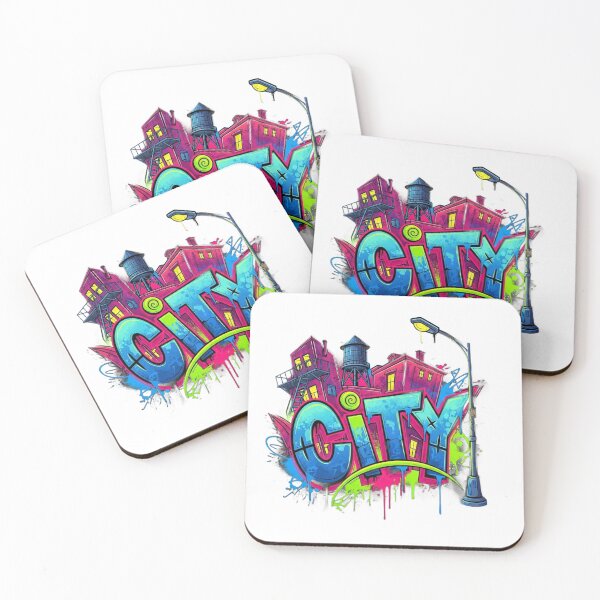 Item preview, Cityscape with neon lights reflecting on wet pavement designed and sold by VerizalShop.