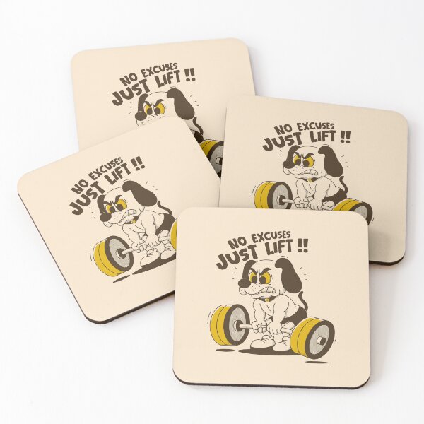 Item preview, No Excuses Just Lift – Angry Dog Weightlifting Gym Motivation Illustration designed and sold by adipra.