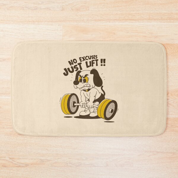 Item preview, No Excuses Just Lift – Angry Dog Weightlifting Gym Motivation Illustration designed and sold by adipra.