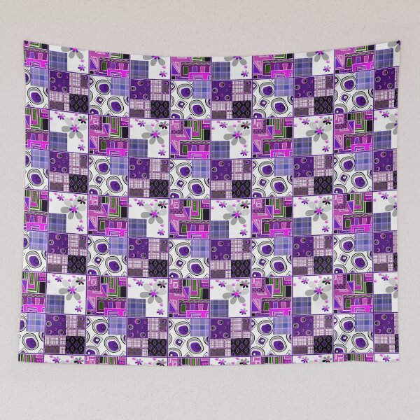 Item preview, Patchwork design purple bright floral pattern texture background designed and sold by fuzzyfox.