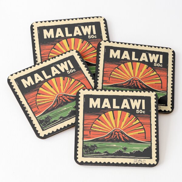 Item preview, Vintage Malawi Postage Stamp Art - Lake Malawi & Rising Sun designed and sold by tiigerdad.