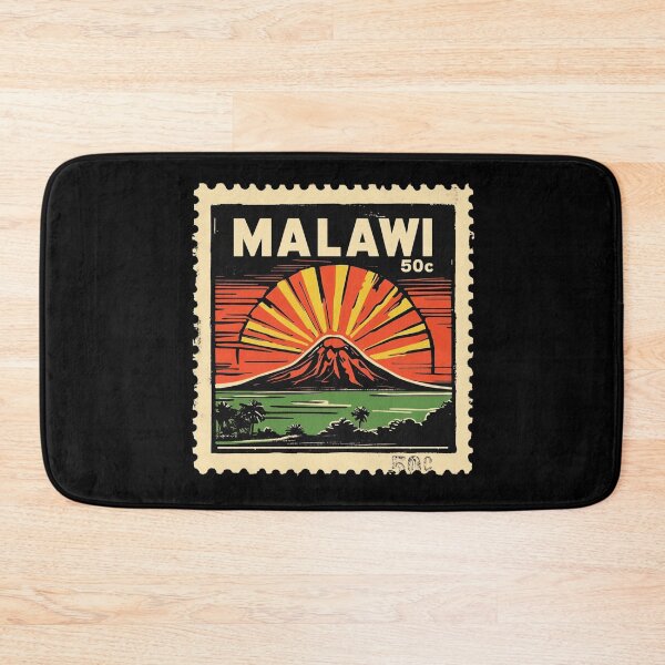 Item preview, Vintage Malawi Postage Stamp Art - Lake Malawi & Rising Sun designed and sold by tiigerdad.