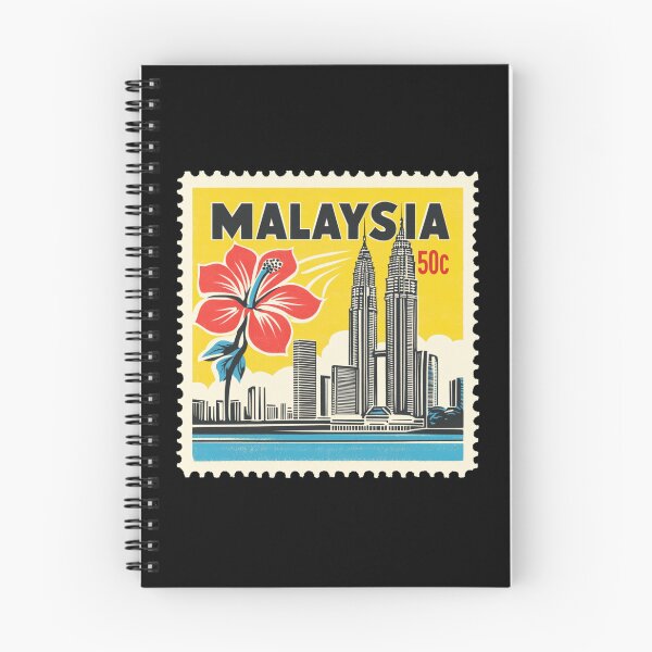 Item preview, Vintage Malaysia Postage Stamp Art - Petronas Towers & Hibiscus designed and sold by tiigerdad.