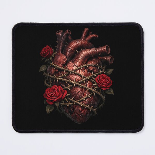 Item preview, Anatomical Heart Secured by Thorns and Roses designed and sold by Mouraludia.