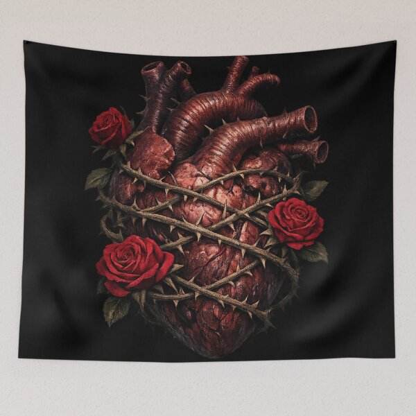 Item preview, Anatomical Heart Secured by Thorns and Roses designed and sold by Mouraludia.