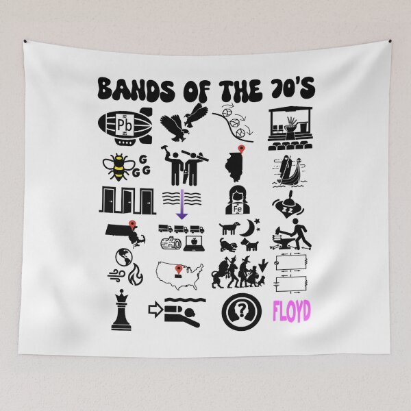 Item preview, Nerdy Iconic Rock Bands Of The 70S Black Text designed and sold by Fashate1.