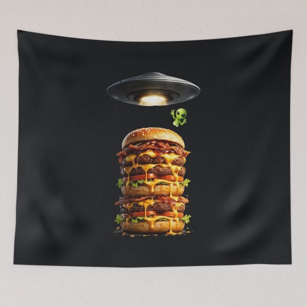 Item preview, Alien Snacktime Cheeseburger – UFO Abduction of an Ultra Juicy Burger designed and sold by MeghannsMinimalMeals.