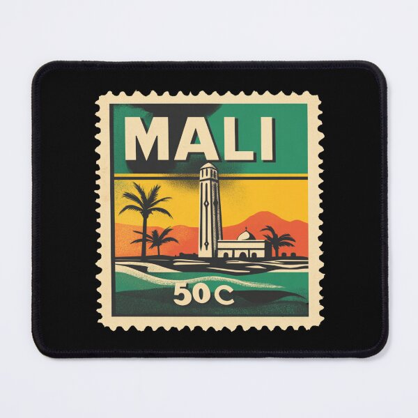 Item preview, Vintage Mali Postage Stamp Art - Sahelian Mosque & Desert Oasis designed and sold by tiigerdad.