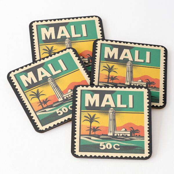 Item preview, Vintage Mali Postage Stamp Art - Sahelian Mosque & Desert Oasis designed and sold by tiigerdad.