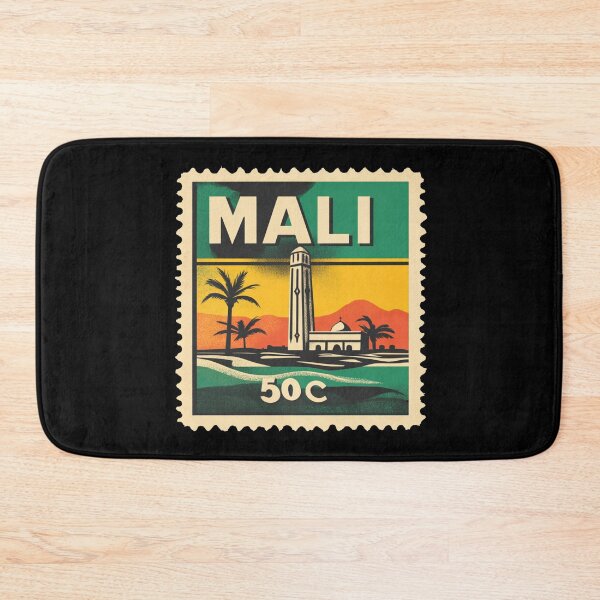 Item preview, Vintage Mali Postage Stamp Art - Sahelian Mosque & Desert Oasis designed and sold by tiigerdad.