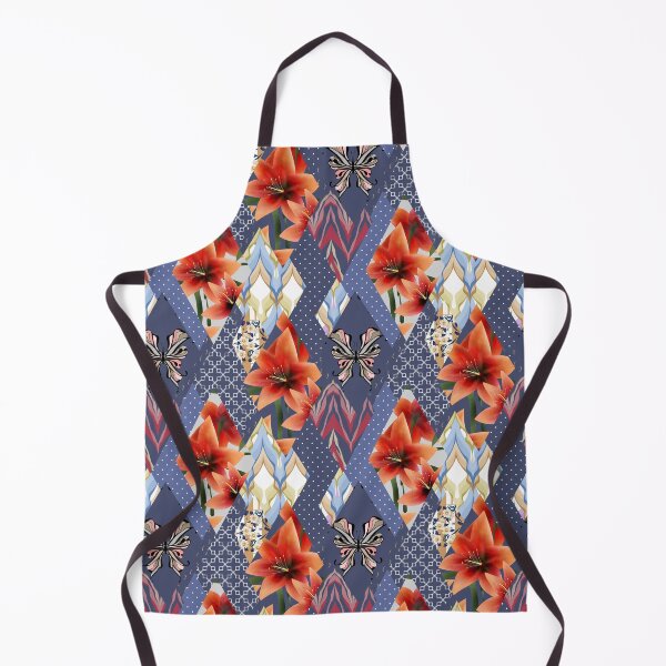 Item preview, Patchwork seamless floral orange lilly pattern texture with decorative elements designed and sold by fuzzyfox.