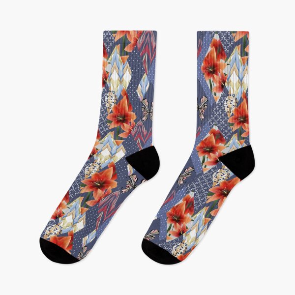 Item preview, Patchwork seamless floral orange lilly pattern texture with decorative elements designed and sold by fuzzyfox.