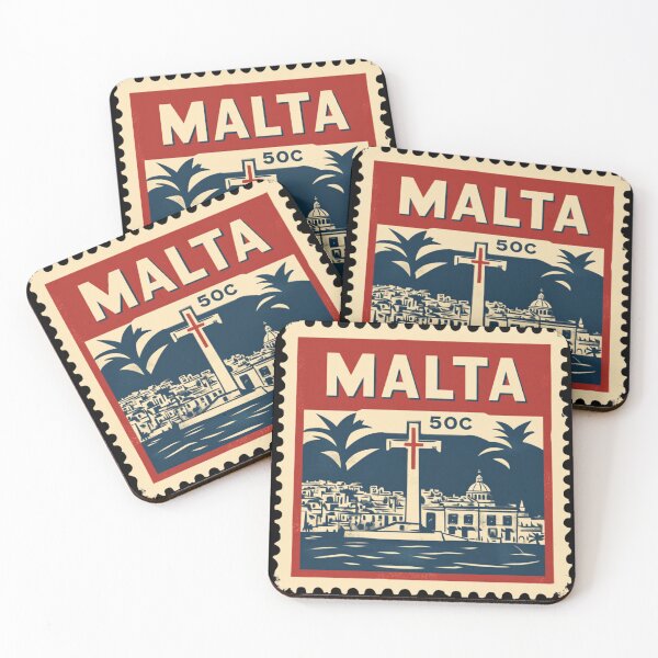 Item preview, Vintage Malta Postage Stamp Art - Valletta Skyline & Cross designed and sold by tiigerdad.