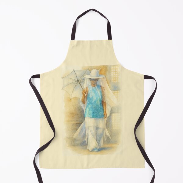 Item preview, Mysterious Woman in White Veil and Umbrella Watercolor Art designed and sold by Urban-InkStudio.