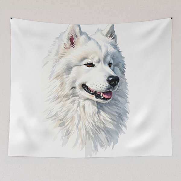 Item preview, Samoyed Serenity – Sumi-e Ukiyo-e Water Splash Ink Art designed and sold by blacksealstudio.