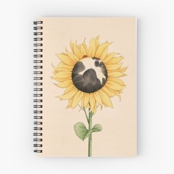 Item preview, Cat in Sunflower with Ladybird designed and sold by Broccoli  Cat Art.
