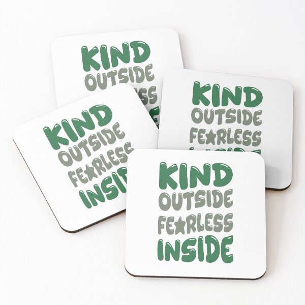 Item preview, Kind Outside, Fearless Inside – Calm Strength Bubble Font Green Typography designed and sold by ArtGMerch.