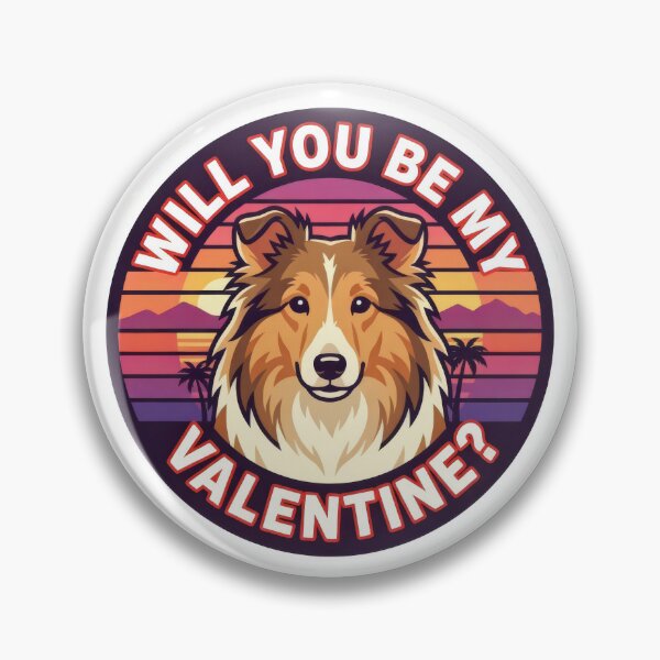 Item preview, Retro 80s Sunset Shetland Sheepdog - Will You Be My Valentine? designed and sold by M1234s.