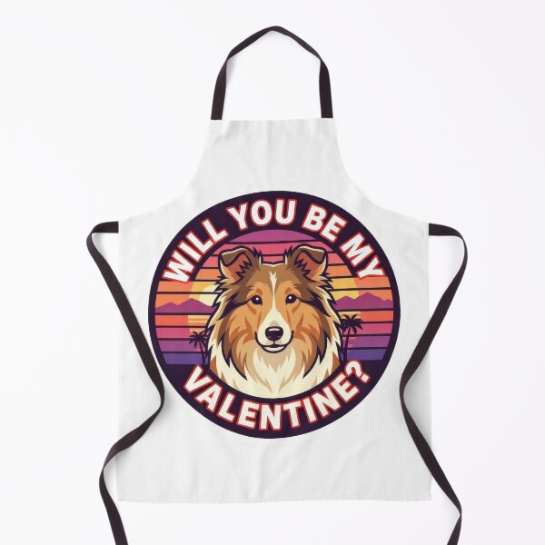 Item preview, Retro 80s Sunset Shetland Sheepdog - Will You Be My Valentine? designed and sold by M1234s.