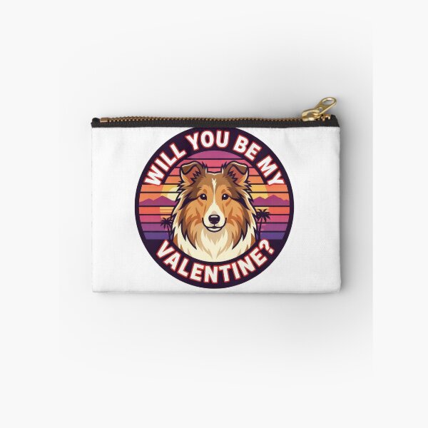 Item preview, Retro 80s Sunset Shetland Sheepdog - Will You Be My Valentine? designed and sold by M1234s.