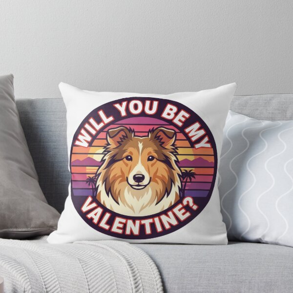 Item preview, Retro 80s Sunset Shetland Sheepdog - Will You Be My Valentine? designed and sold by M1234s.
