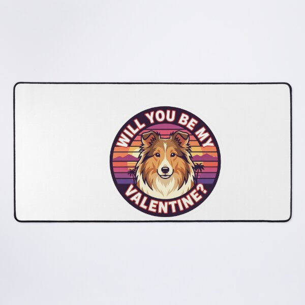 Item preview, Retro 80s Sunset Shetland Sheepdog - Will You Be My Valentine? designed and sold by M1234s.