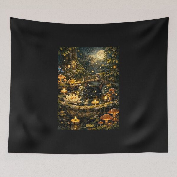 Item preview,  black product Magic lingers where moonlight meets the pond designed and sold by vadenhannige46.