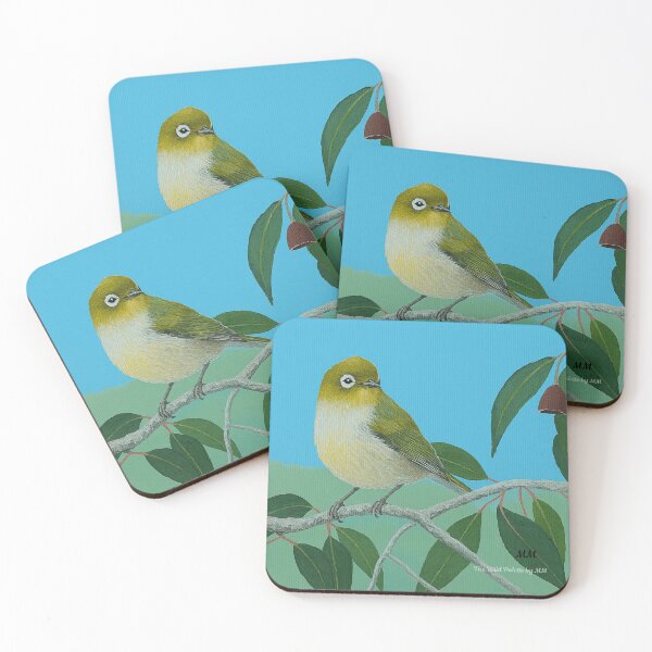 Item preview,  Australian Native Bird Art - Silvereye Bird & Eucalyptus Illustration designed and sold by WildPaletteMM.