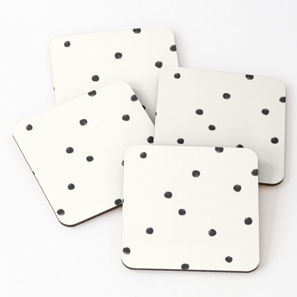 Item preview, Dainty textured small black polka dot tossed on ivory white designed and sold by PrettywithColor.