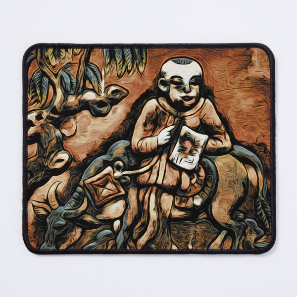 Item preview, Monk on water buffalo by the stream / Swiss Artwork Photography designed and sold by Raphael Wolf.