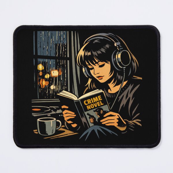 Item preview, Book Lover Lofi Girl – Rainy Crime Novel Reading – gift for book lovers • Retro Comics • Vintage Halftone designed and sold by JacobKAurumhead.