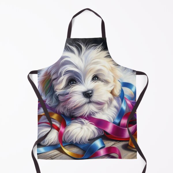 Item preview, Fluffy Coton de Tulear Puppy with Colorful Ribbons designed and sold by Wags & Tails.