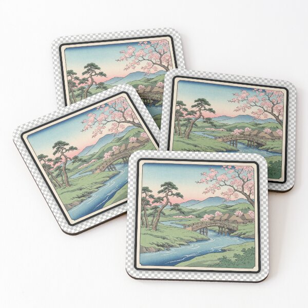 Item preview, Ukiyo-e Spring Sakura Landscape Sticker designed and sold by RetroJapanCo.