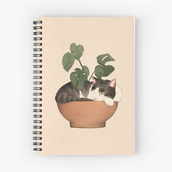 Item preview, Cat Sleeping in Potted Monstera Plant designed and sold by Broccoli  Cat Art.