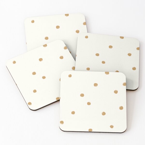 Item preview, Simple warm golden tan polka dots all over on ivory white background designed and sold by PrettywithColor.