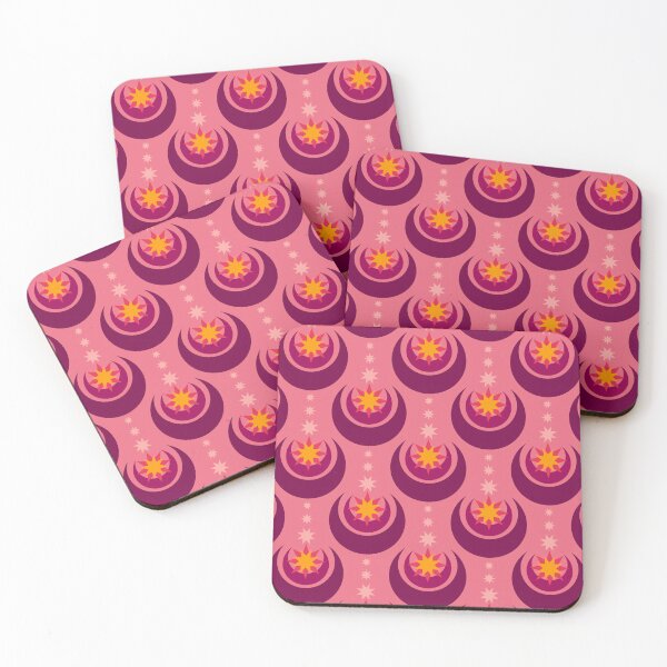 Item preview, Art Deco Moons and Stars - pink and burgundy celestial pattern designed and sold by Home Cyn Home.