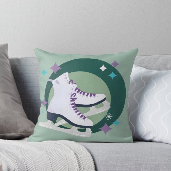 Item preview, Ice Skates retro bubble badge - green and lilac designed and sold by Home Cyn Home.